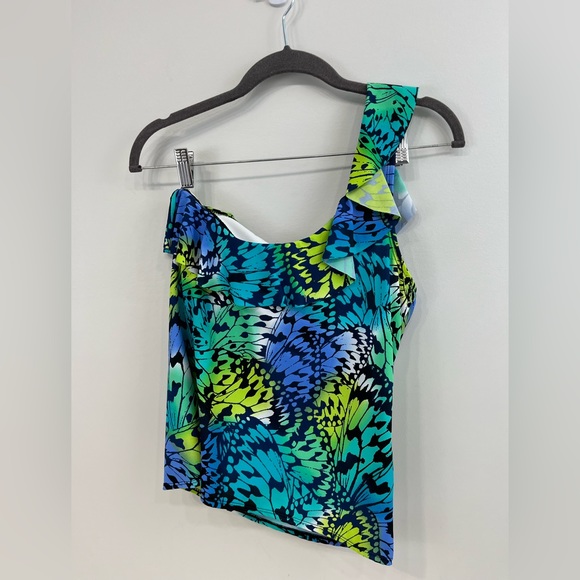 🦄$5 Add On Item! New Directions One Shoulder Tankini Top Swimsuit Butterfly - Picture 2 of 5